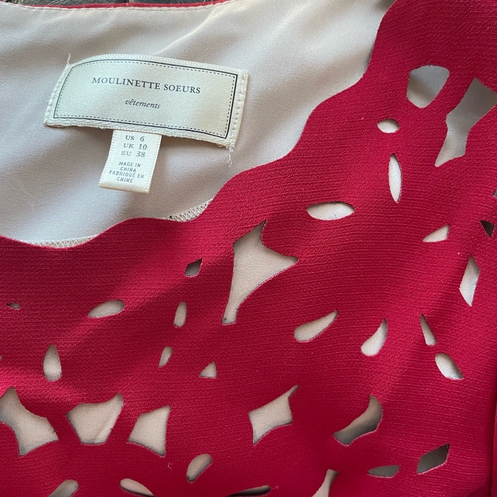 Moulinette Soeurs Laser-Cut Red Fit & Flare dress in SZ 6 in gently used cond - Picture 8 of 10